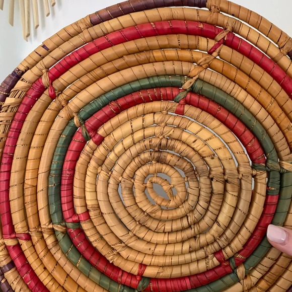 Woven Seagrass Coiled Wall Trivet Basket Boho - Picture 4 of 8